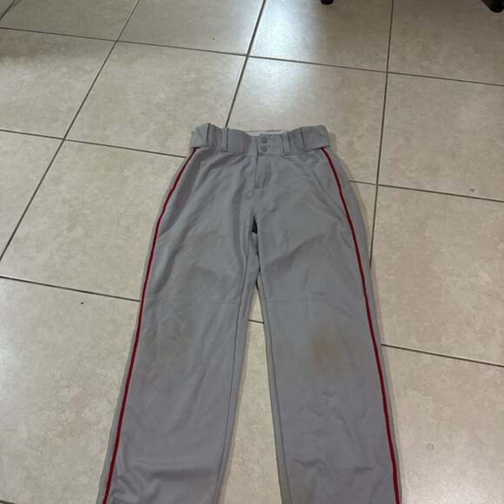 Gray Baseball Pants Youth with Red Piping